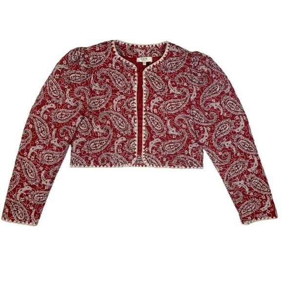SEA New York Red Jacket Cropped Theodora Paisley Quilted Cotton Size S NWT - Picture 5 of 8